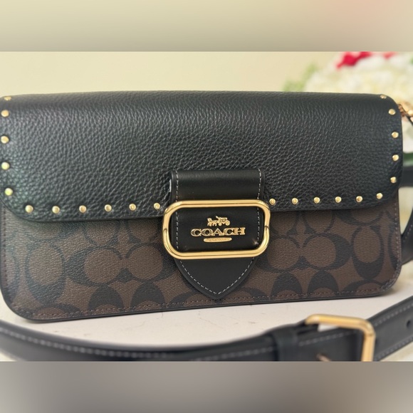 Coach CE563 Morgan Shoulder Bag Crossbody Colorblock Signature With Rivets - Picture 8 of 16